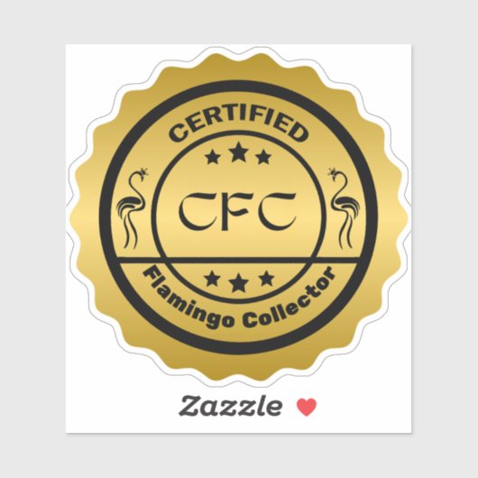 Sticker Funny Certified Flamant rose Collector Black and G (Feuille)
