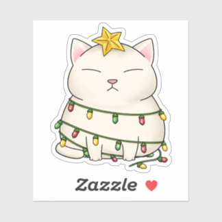 Sticker Funny Chat Arbre de Noël
