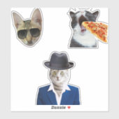 Sticker Funny Chat Manger Pizza (Feuille)
