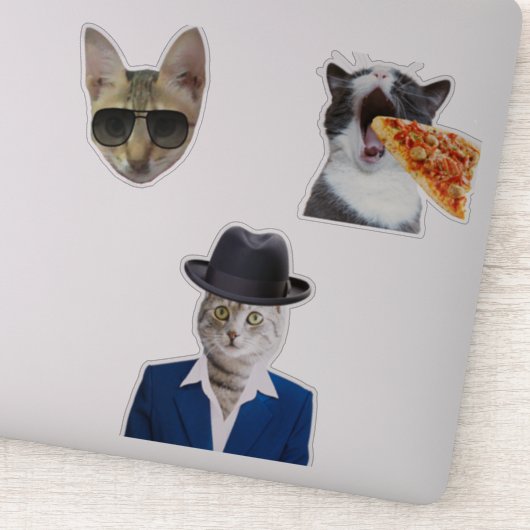 Sticker Funny Chat Manger Pizza (Détail)