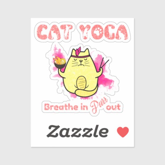 Sticker Funny Chat Yoga (Feuille)