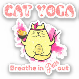 Sticker Funny Chat Yoga