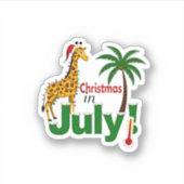 Sticker Funny Christmas in July Shirt Santa Giraffe Palm T (Devant)