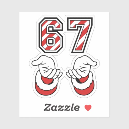 Sticker Funny Christmas Meme Six Seven 67 6 7 Holiday (Feuille)