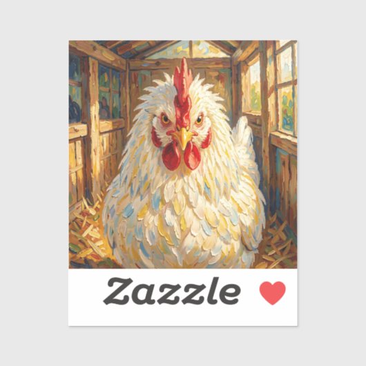 Sticker Funny Close Up of Impasto Chicken that looks Mad (Feuille)