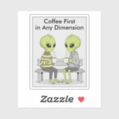 Sticker Funny Coffee and Aliens (Feuille)