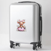 Sticker Funny Cow Easter Rabbit Cute Highland Cows Lover E (Sur valise)