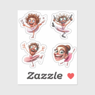 Sticker funny crazy caricature ballerina 