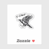 Sticker Funny Crow F-Caw-F Essential Minimal Clean (Feuille)