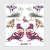 Sticker Funny Cute Cool Pigeon Bird & Butterfly Photo (Feuille)