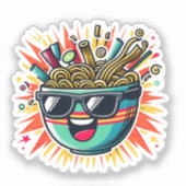 Sticker Funny Cute Noodle Cartoon Ramen Bowl (Recto)