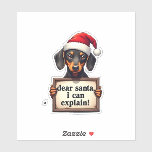Sticker Funny Dachshund Christmas Dear Santa I Can Explain (Feuille)