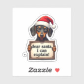 Sticker Funny Dachshund Christmas Dear Santa I Can Explain (Feuille)