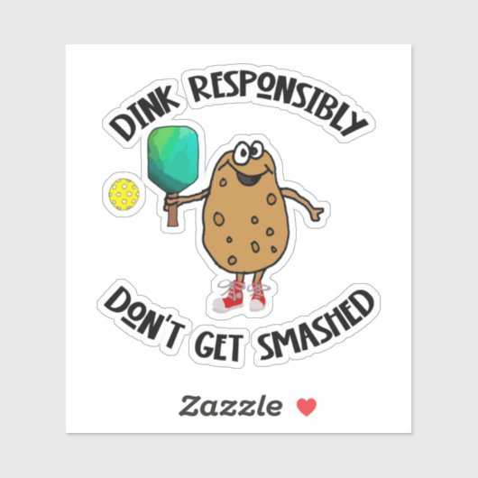 Sticker Funny Dink Responsibly Pickleball Sports (Feuille)