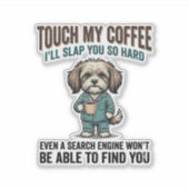 Sticker Funny Dog Coffee Warning Vintage Engraving Design_ (Devant)