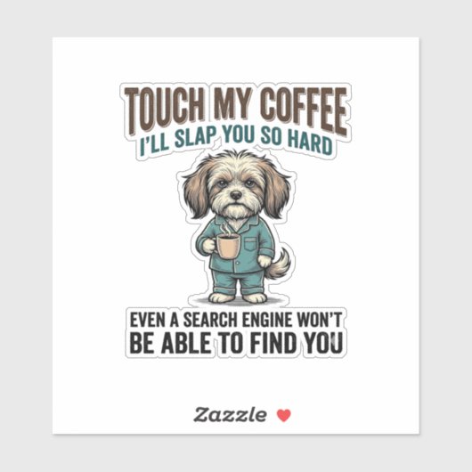 Sticker Funny Dog Coffee Warning Vintage Engraving Design_ (Feuille)