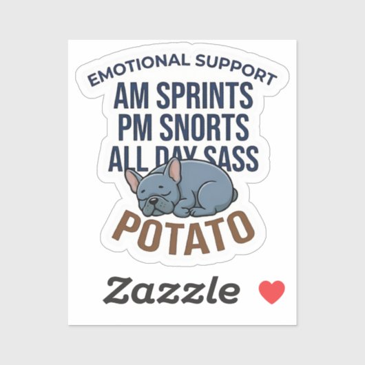 Sticker Funny Emotional Support Potato French Bulldog Gift (Feuille)