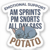 Sticker Funny Emotional Support Potato French Bulldog Gift (Recto)