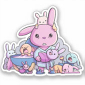 Sticker Funny Fatigué Parent de lapin à plusieurs ples (Recto)