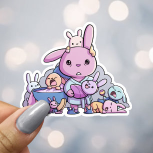 Sticker Funny Fatigué Parent de lapin à plusieurs ples