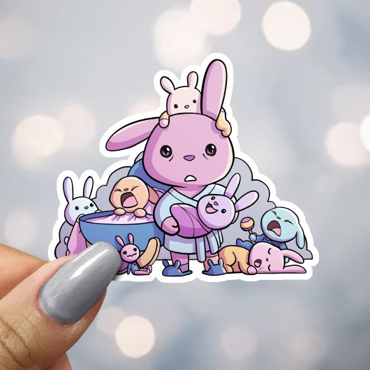 Sticker Funny Fatigué Parent de lapin à plusieurs ples