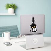Sticker Funny Fierce Black Cat Cartoon  (Ordinateur portable sur le bureau)