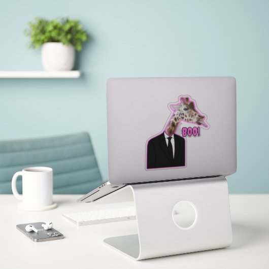 Sticker Funny Giraffe (Ordinateur portable sur le bureau)