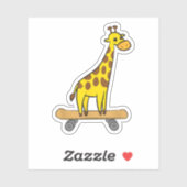 Sticker Funny Giraffe Lover Giraffe Skateboard (Feuille)