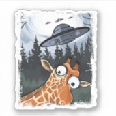 Sticker Funny Giraffe UFO Zoo Animal Weird Meme Graphique (Devant)