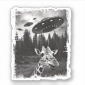 Sticker Funny Giraffe UFO Zoo animal Weird meme Graphisme (Devant)