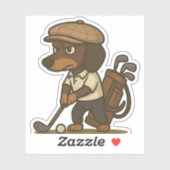 Sticker Funny Golfer Gift � Dachshund on the Tee (Feuille)