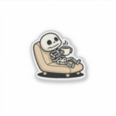 Sticker Funny Grim Reaper Drinking Coffee | "Dead Inside" (Devant)