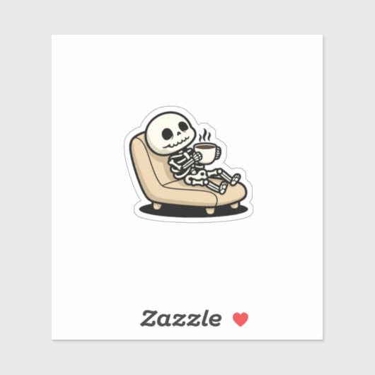 Sticker Funny Grim Reaper Drinking Coffee | "Dead Inside" (Feuille)