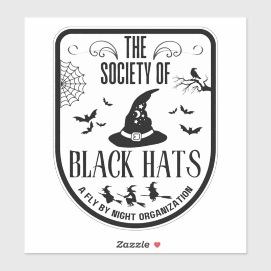 Sticker Funny Halloween fête noir casquette sorcière broom (Feuille)