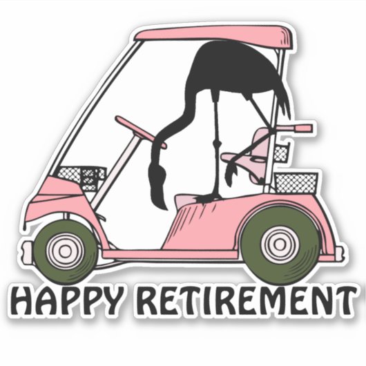 Sticker Funny Happy Retraite Flamant rose Golf Panier (Devant)