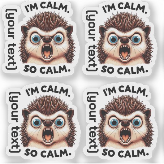 Sticker Funny Hérisson en colère personnalisable (Devant)