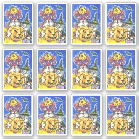 STICKER FUNNY HISS N'FITZ HALLOWEWEEN CHATS TRICK OU TRAIT (Devant)