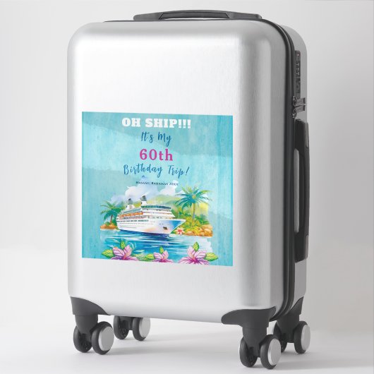 Sticker Funny Island Beach 60th Birthday Cruise (Sur valise)
