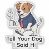 Sticker Funny Jack Russell Terrier Business Suit Coffee  (Devant)
