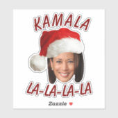 Sticker Funny Kamala Harris Face Santa Hat Noël (Feuille)