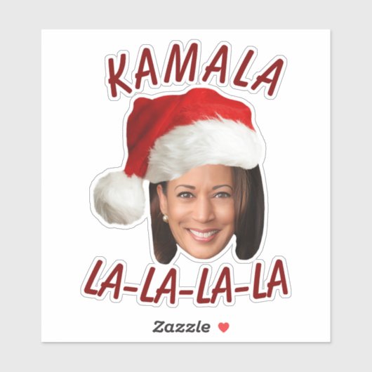 Sticker Funny Kamala Harris Face Santa Hat Noël (Feuille)
