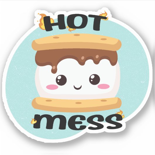 Sticker Funny Kawaii Smores Hot Mess (Devant)