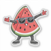 Sticker Funny Kawaii Watermelon souriant avec lunettes de  (Devant)