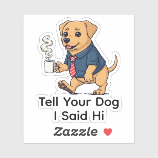Sticker Funny Labrador Retriever Dog Business Suit Coffee  (Feuille)