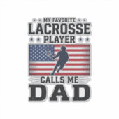 Sticker Funny Lacrosse Dad American Flag Vintage Shirt Des (Devant)