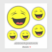 Sticker Funny Laughing Emoji Yellow Faces Ajouter le nom 8 (Feuille)