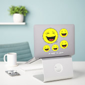 Sticker Funny Laughing Emoji Yellow Faces Ajouter le nom 8 (Ordinateur portable sur le bureau)