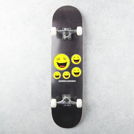 Sticker Funny Laughing Emoji Yellow Faces Ajouter le nom 8 (Skateboard)