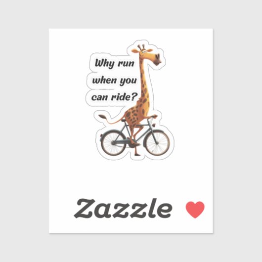 Sticker Funny longue girafe à cou sur vélo - mème idiot (Feuille)
