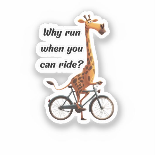 Sticker Funny longue girafe à cou sur vélo - mème idiot (Recto)